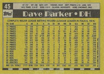1990 Topps #45 Dave Parker Back