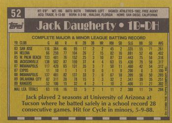 1990 Topps #52 Jack Daugherty Back