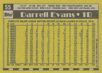 1990 Topps #55 Darrell Evans Back