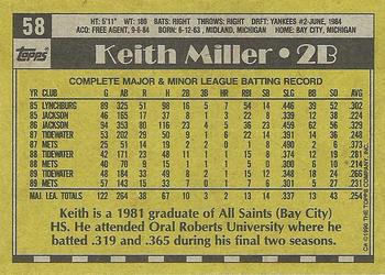 1990 Topps #58 Keith Miller Back