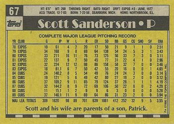 1990 Topps #67 Scott Sanderson Back