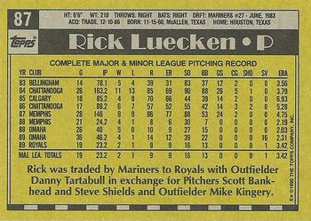 1990 Topps #87 Rick Luecken Back