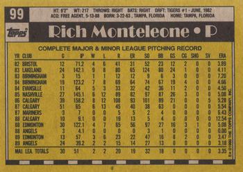1990 Topps #99 Rich Monteleone Back