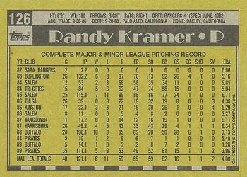 1990 Topps #126 Randy Kramer Back
