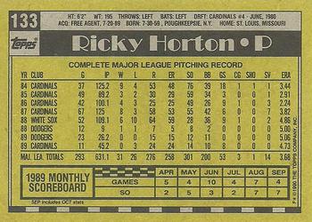 1990 Topps #133 Ricky Horton Back