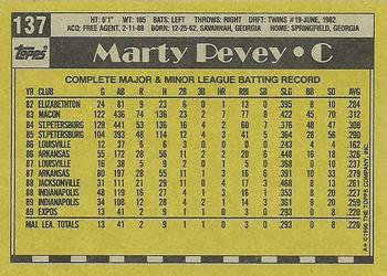 1990 Topps #137 Marty Pevey Back