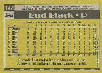 1990 Topps #144 Bud Black Back