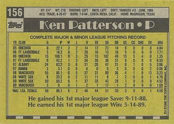 1990 Topps #156 Ken Patterson Back