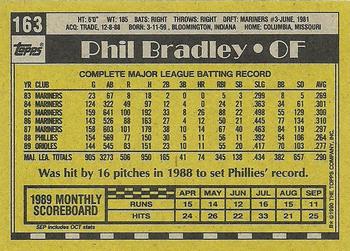 1990 Topps #163 Phil Bradley Back