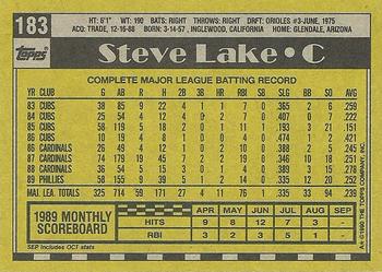 1990 Topps #183 Steve Lake Back