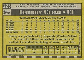 1990 Topps #223 Tommy Gregg Back