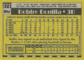 1990 Topps #273 Bobby Bonilla Back