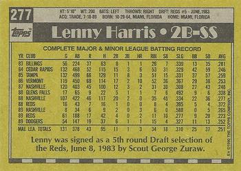 1990 Topps #277 Lenny Harris Back