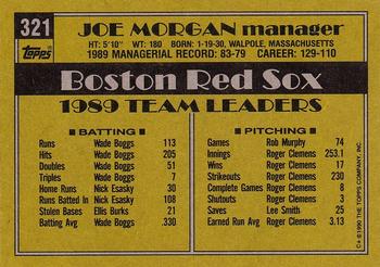 1990 Topps #321 Joe Morgan Back