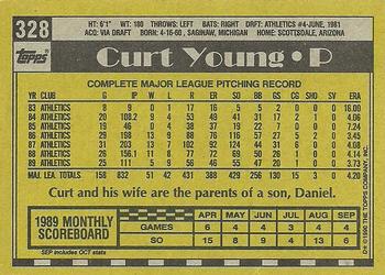 1990 Topps #328 Curt Young Back
