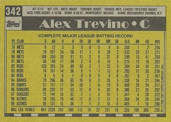 1990 Topps #342 Alex Trevino Back