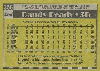 1990 Topps #356 Randy Ready Back