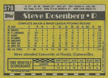 1990 Topps #379 Steve Rosenberg Back