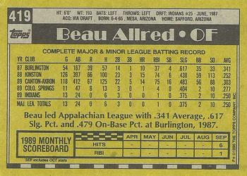 1990 Topps #419 Beau Allred Back