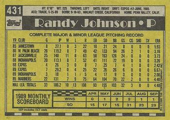 1990 Topps #431 Randy Johnson Back