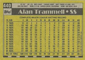 1990 Topps #440 Alan Trammell Back
