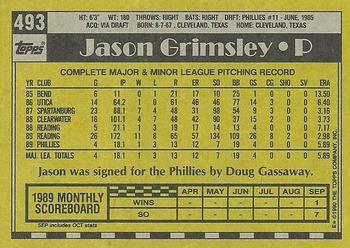 1990 Topps #493 Jason Grimsley Back