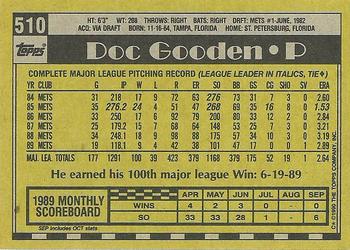 1990 Topps #510 Doc Gooden Back