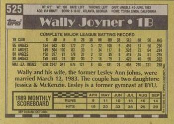 1990 Topps #525 Wally Joyner Back