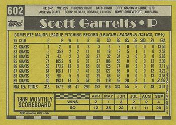 1990 Topps #602 Scott Garrelts Back