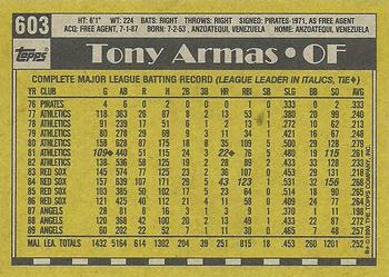 1990 Topps #603 Tony Armas Back