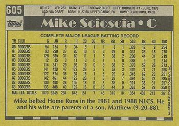 1990 Topps #605 Mike Scioscia Back