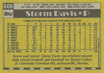 1990 Topps #606 Storm Davis Back