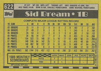 1990 Topps #622 Sid Bream Back