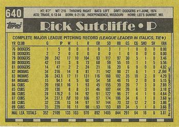 1990 Topps #640 Rick Sutcliffe Back