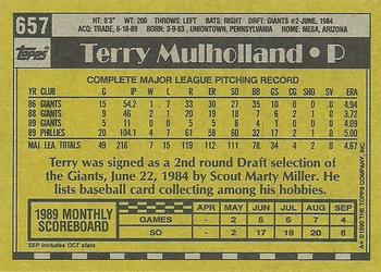 1990 Topps #657 Terry Mulholland Back