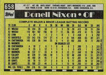 1990 Topps #658 Donell Nixon Back