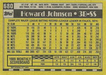1990 Topps #680 Howard Johnson Back