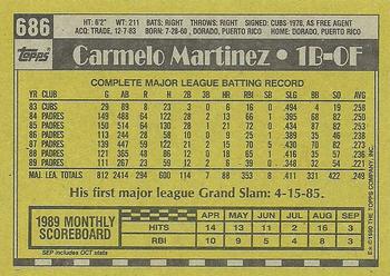 1990 Topps #686 Carmelo Martinez Back