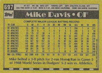 1990 Topps #697 Mike Davis Back