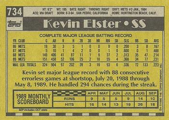 1990 Topps #734 Kevin Elster Back