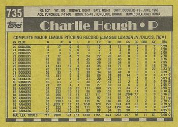 1990 Topps #735 Charlie Hough Back