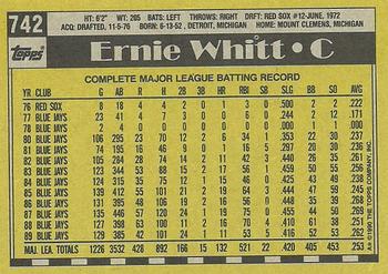 1990 Topps #742 Ernie Whitt Back
