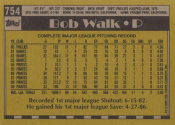 1990 Topps #754 Bob Walk Back