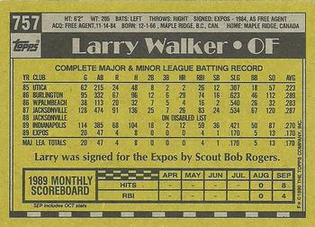 1990 Topps #757 Larry Walker Back