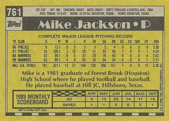 1990 Topps #761 Mike Jackson Back
