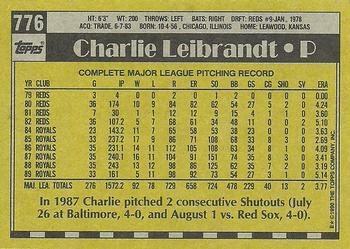 1990 Topps #776 Charlie Leibrandt Back