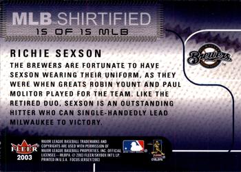 2003 Fleer Focus Jersey Edition - MLB Shirtified #15MLB Richie Sexson Back