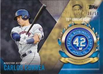 2017 Topps - Jackie Robinson Day Commemorative Logo Patches Black #JRPC-CC Carlos Correa Front