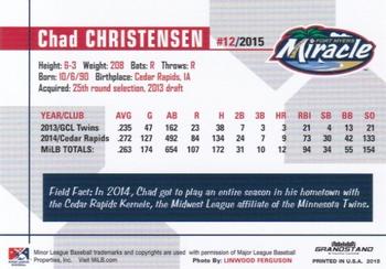 2015 Grandstand Fort Myers Miracle #NNO Chad Christensen Back