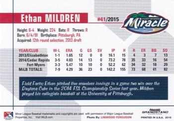 2015 Grandstand Fort Myers Miracle #NNO Ethan Mildren Back